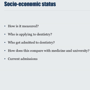 Image for Does socio-economic status impact on entry to dental school?